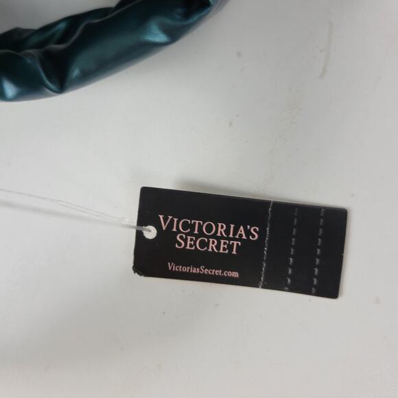 Victorias Secret Womens Tote Bag Large Green Metallic Quilted Puffer 14" NEW - Picture 3 of 16